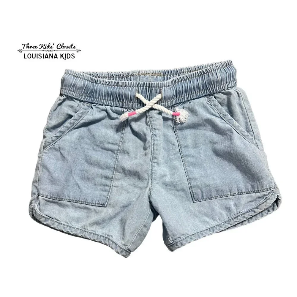 OshKosh 6/6X Chambray Drawstring Shorts
